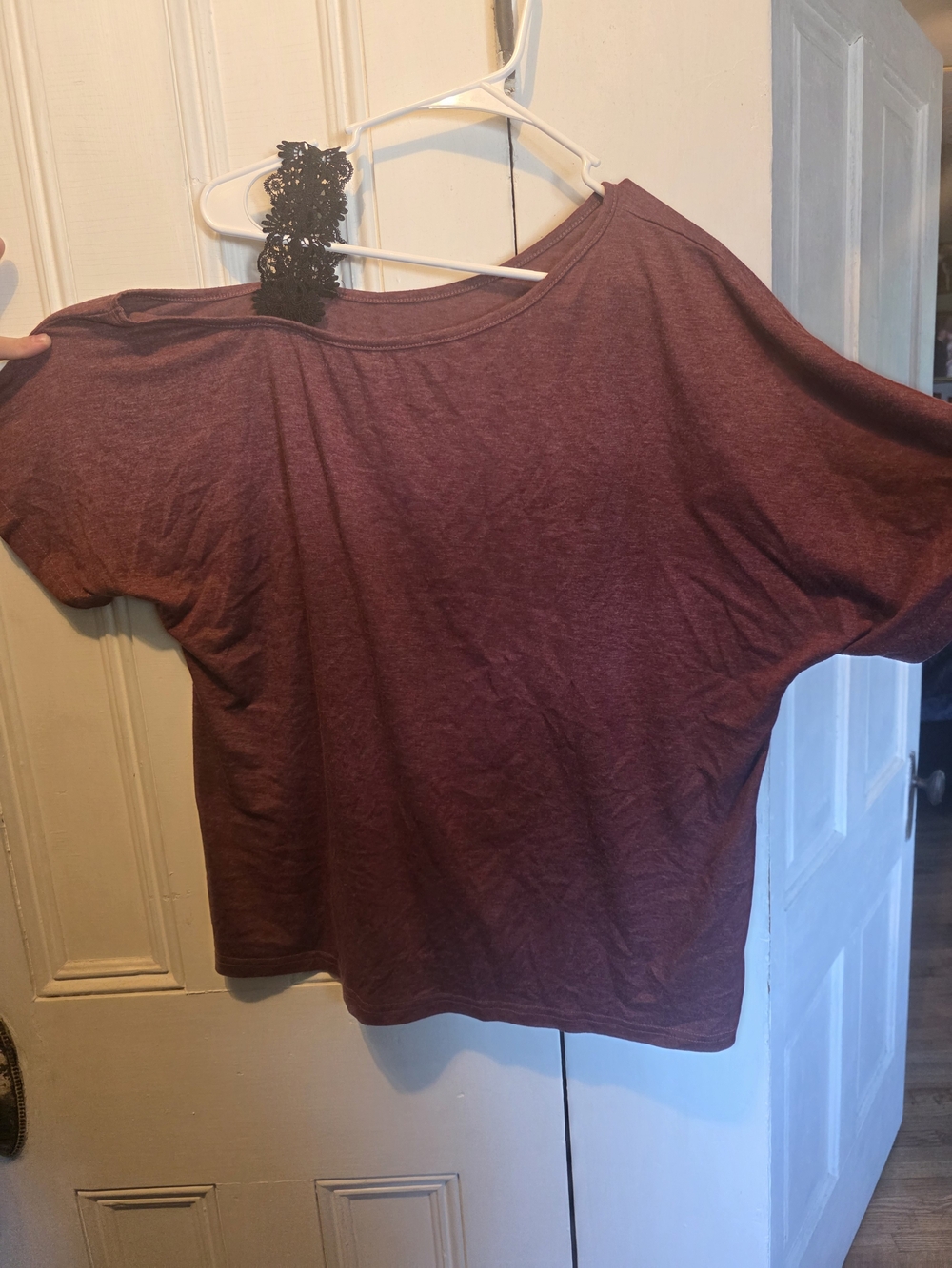 SHEIN Short Sleeve Dolman Top in Burgundy